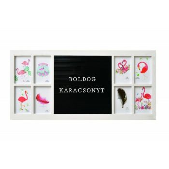Fali képkeret 8 képnek betűtáblával - fehér - Fali képkeret 8 képnek betűtáblával - fehér -