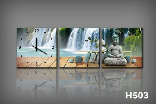 Vászonkép Faliórával H503 falls e buddha