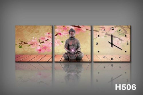 Vászonkép Faliórával H506 Orchidee e Buddha