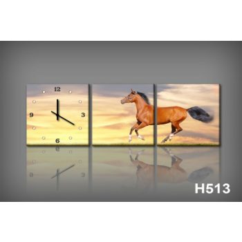 Vászonkép Faliórával H513 il cavallo baia