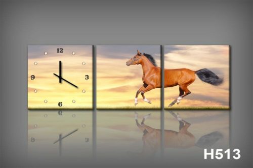 Vászonkép Faliórával H513 il cavallo baia
