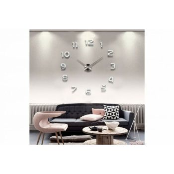 3D öntapadós falióra 70 cm - ezüst