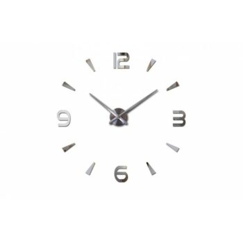   Egyedileg felragasztható, óriási kreatív falióra 100 cm - ezüst