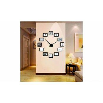 Óriás falióra fa képkeretekkel fekete - 100 cm-