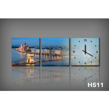 Vászonkép Faliórával H511 Budapest di notte