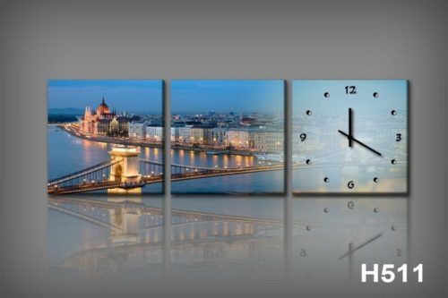 Vászonkép Faliórával H511 Budapest di notte