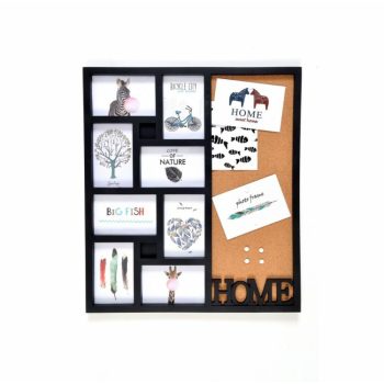 8 részes képkeret parafatáblával - fekete -