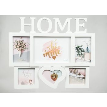 Elegáns képkeret Home felirattal - fehér -
