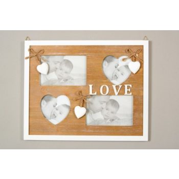 Fa képkeret szív díszekkel Fa képkeret szív díszekkel
