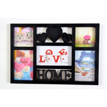HOME Fali képkeret 4 fotónak - fekete -