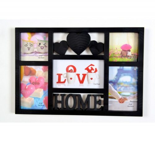 HOME Fali képkeret 4 fotónak - fekete -