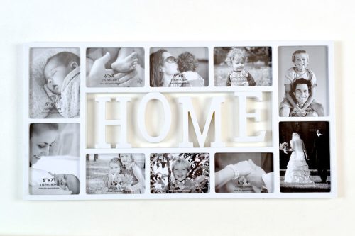Fali képkeret Home felirattal 10 fotónak - fehér -