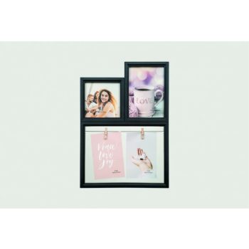 Csipeszes képkeret 4 fotónak - fekete -  Csipeszes képkeret 4 fotónak - fekete -
